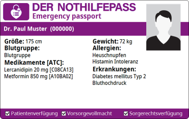 NotHilfePass Vorderseite